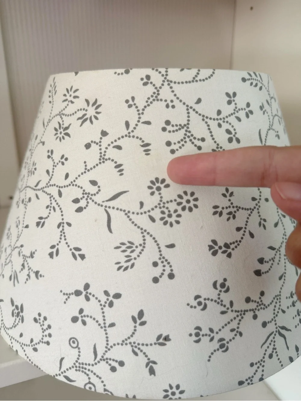 IKEA | Small White Lampshade With Light Gray Dotted Vines Floral Minimalist GUC